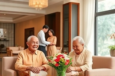 Luxurious Da Nang resort lobby for parents' vacation
