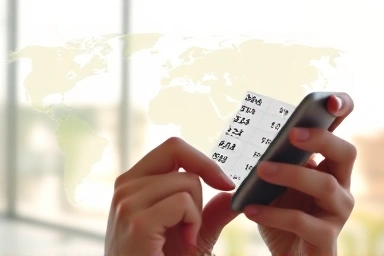 Comparing currency exchange rates on a phone for travel