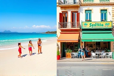 Family beach fun vs. vibrant seaside town for couples