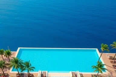 Luxury infinity pool overlooking the ocean at Gangneung St. Johns Hotel.