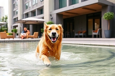 Dog-friendly infinity pool experience at Gangneung St. Johns Hotel.