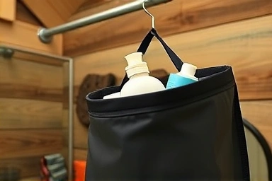Durable, waterproof hanging toiletry bag for camping