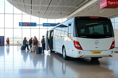 Incheon airport limousine bus boarding at terminal