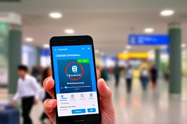 Smartphone displaying Incheon Airport Smartpass app, symbolizing fast travel.