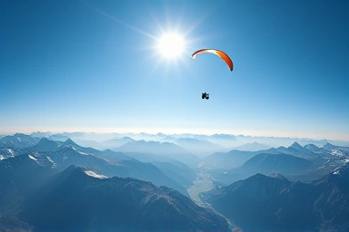 Paragliding over Swiss Alps, freedom, adventure, scenic view