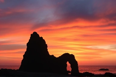 Sunset at Kkotji Beach with Halmi and Harabi rocks