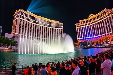 Bellagio Fountains at night, Las Vegas Strip