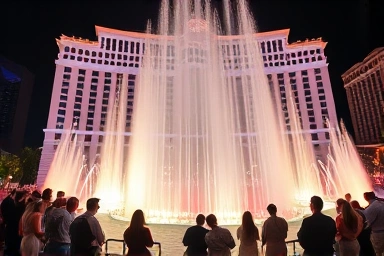 Bellagio Fountains Las Vegas night show vibrant lights