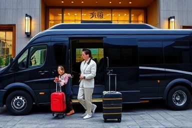 Airport limousine bus convenience for families and luggage in Tokyo.