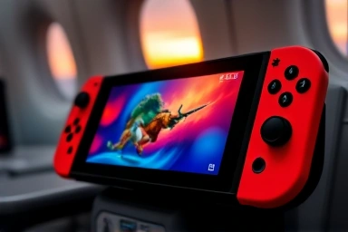 Nintendo Switch game screen on flight