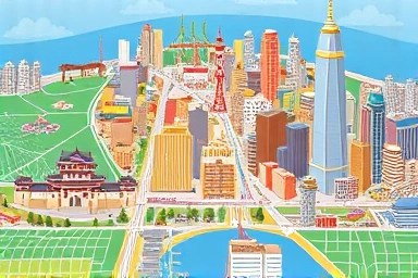 Osaka map with optimized travel routes and attractions.