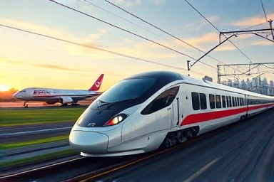 Sleek Rapi:t train traveling from Osaka airport to Namba.