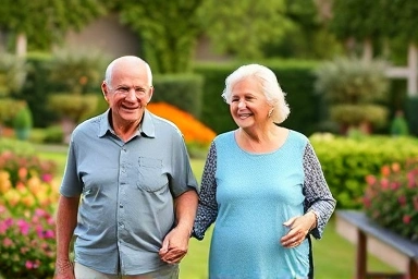 Elderly couple enjoying a happy and comfortable travel experience.
