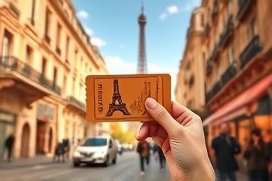 Parisian street with iconic landmarks and museum pass