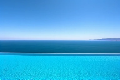Infinity pool overlooking a serene East Sea at sunrise.