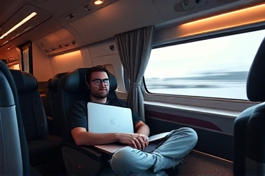 Luxurious premium express bus seat with private curtain and amenities.