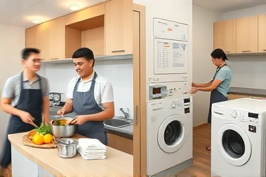 Cost-saving benefits of hotel kitchenettes and laundry facilities