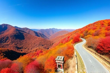 Seoraksan National Park autumn foliage panoramic view