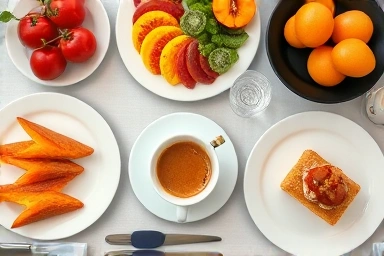 Gourmet breakfast spread at a luxury Seoul hotel.