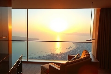Sokcho Lotte Resort ocean view from high floor at sunset