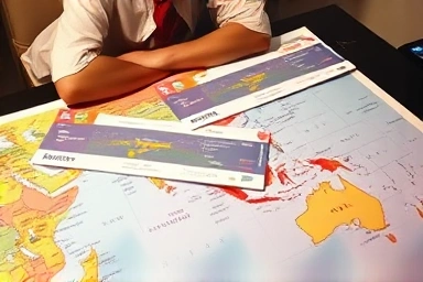 Traveler planning a Southeast Asian adventure with flight deals.