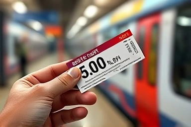 Close-up of discounted SRT train ticket showing savings.