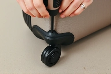 DIY suitcase wheel replacement with tools and parts