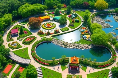 Aerial view of Suncheon Bay National Garden with lush greenery