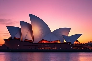 Sydney Opera House exterior at sunset, iconic landmark