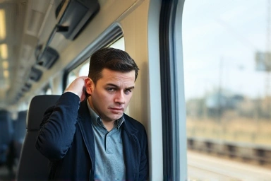 Person distressed about lost item on a train.