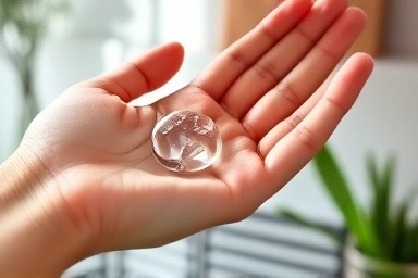 Close-up of applying gel hand sanitizer for cleanliness.