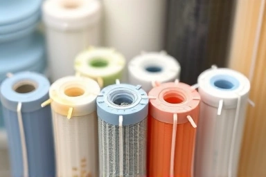 Shower filter cartridges showing impurity absorption, indicating replacement need.