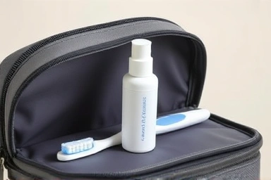 Compact travel toothbrush sanitizer and toiletries