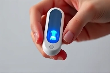 Portable toothbrush sanitizer emitting subtle UV light