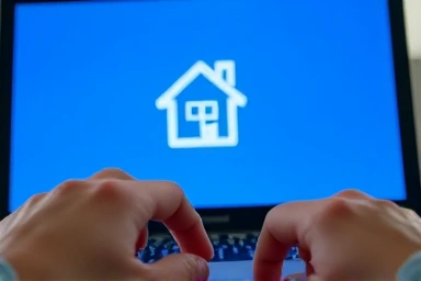 Hands booking accommodation online with excitement