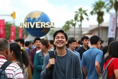 Visitor happily skipping USJ queue with express pass