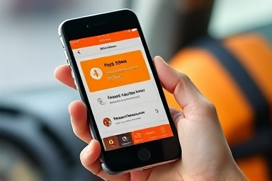 Smartphone showing ride-sharing app discount and coupon