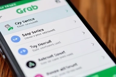 Smartphone screen with Grab app discounts