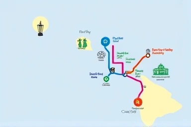 Infographic map of Waikiki Trolley routes and key attractions