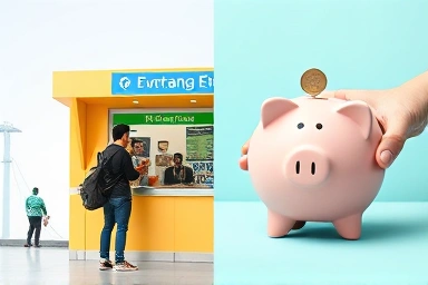 Traveler exchanging money and strategic investment in Japanese Yen.