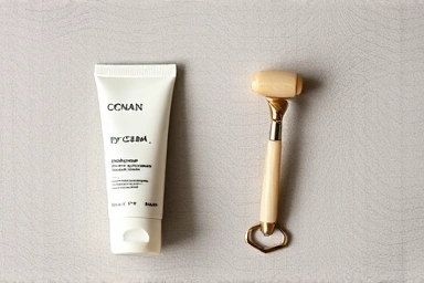 Eye cream, minimalist skincare tool, masculine grooming.