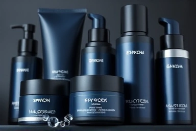 Luxury men's skincare products with anti-aging and hydrating benefits.