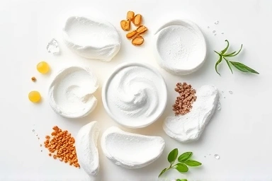 Skincare textures and soothing ingredients for eczema relief.