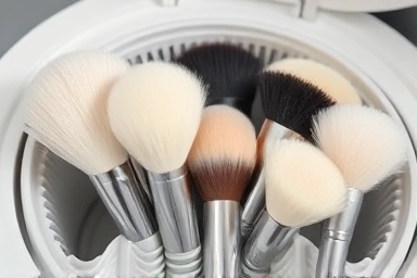 Clean makeup brushes after using an automatic cleaner.