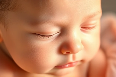 Soft baby skin, gentle light, purity, health, natural elements