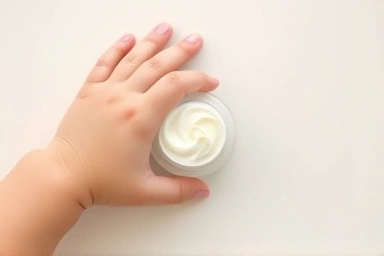 Baby's hand and soothing cream jar