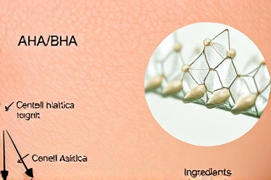Microscopic view of skin care ingredients for acne treatment.
