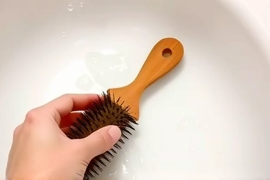 Gentle cleaning of a boar bristle hairbrush.