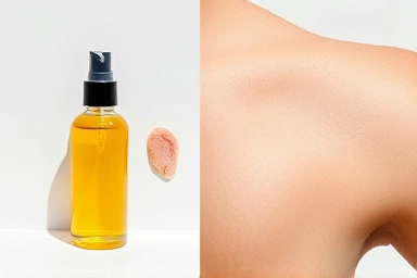 Body oil transforming dry skin to hydrated skin