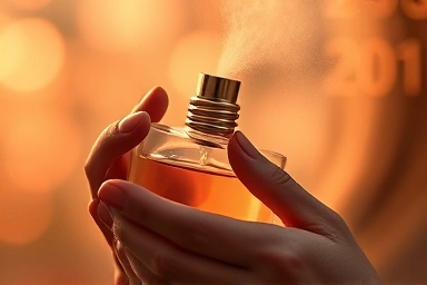 Spraying perfume, creating a personal scent memory